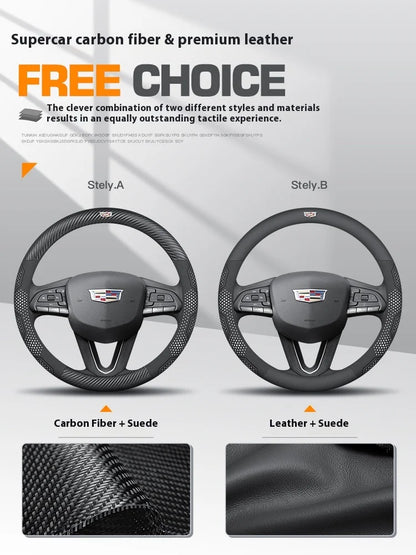 Cadillac Carbon Fiber Leather Steering Wheel Cover