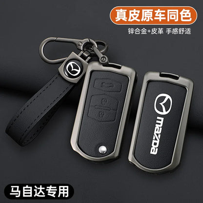 Genuine Leather Flip Key Case Cover for Mazda 2 3 5 6 8 CX5 CX7 CX9