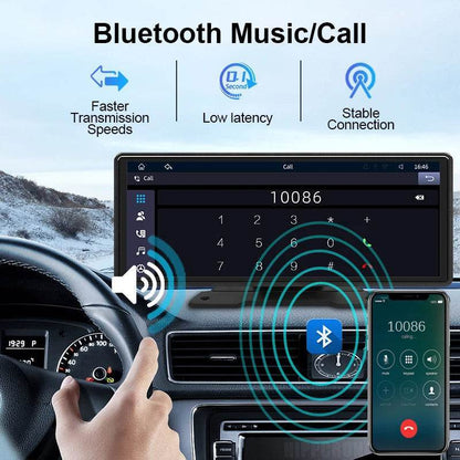 10.26" Universal Car Mirror Multimedia Player – Wireless CarPlay & Android Auto with Bluetooth, AUX, USB