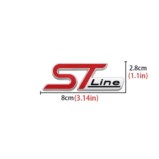 FORD ST Line 3D Metal Chrome Grille Emblem Badge Focus Kuga Fiesta - Silver Red