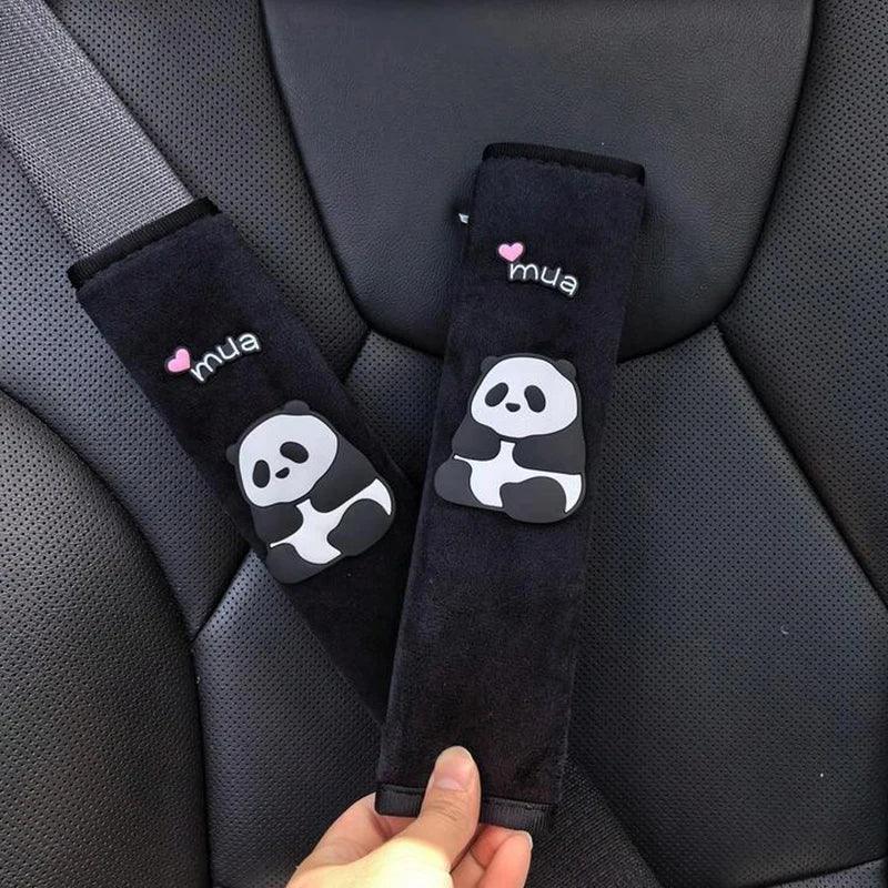 2pcs Panda Car Seat Belt Shoulder Covers Anti-Strangulation Safety