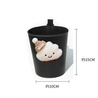 PU Leather Car Trash Bin Cartoon Cloud Design Headrest Organizer