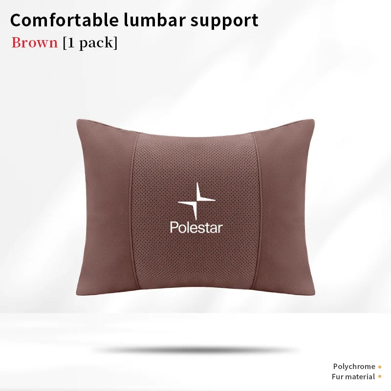 Polestar Car Headrest Neck & Lumbar Support Cushion - Brown-Lumbar