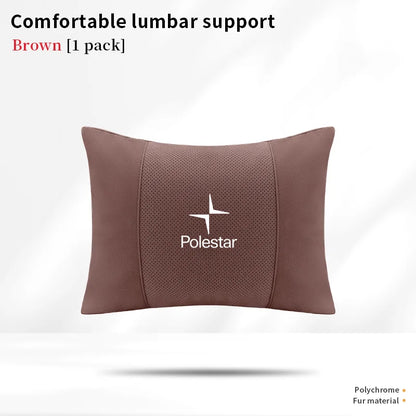 Polestar Car Headrest Neck & Lumbar Support Cushion - Brown-Lumbar
