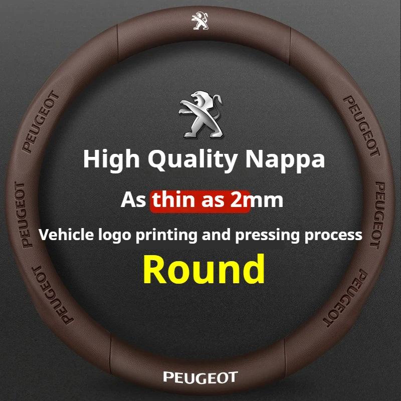 Peugeot Leather Steering Wheel Cover - Round Brown B