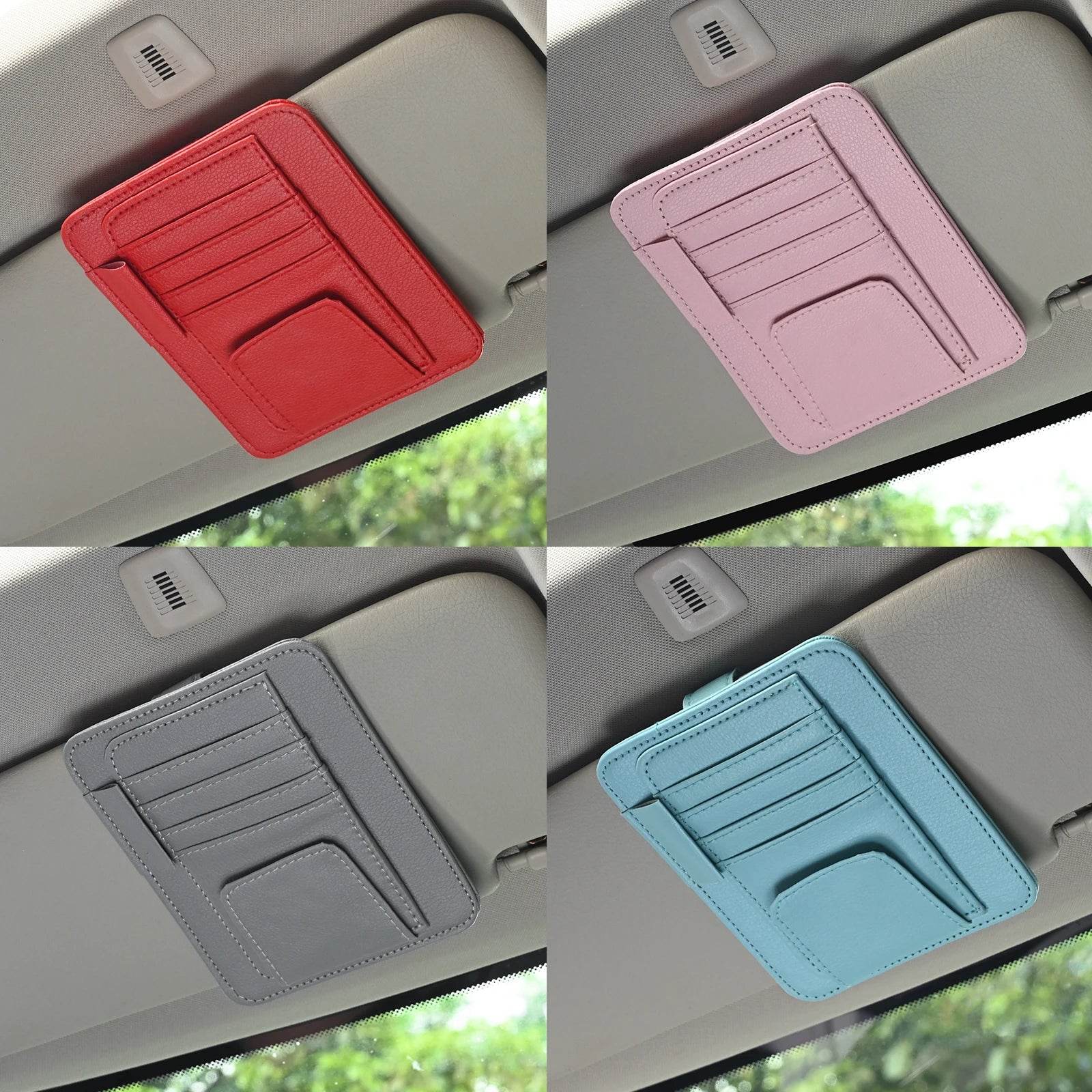 Multi-Pocket Car Visor Organizer – for Cards, Glasses & Essentials - Grey