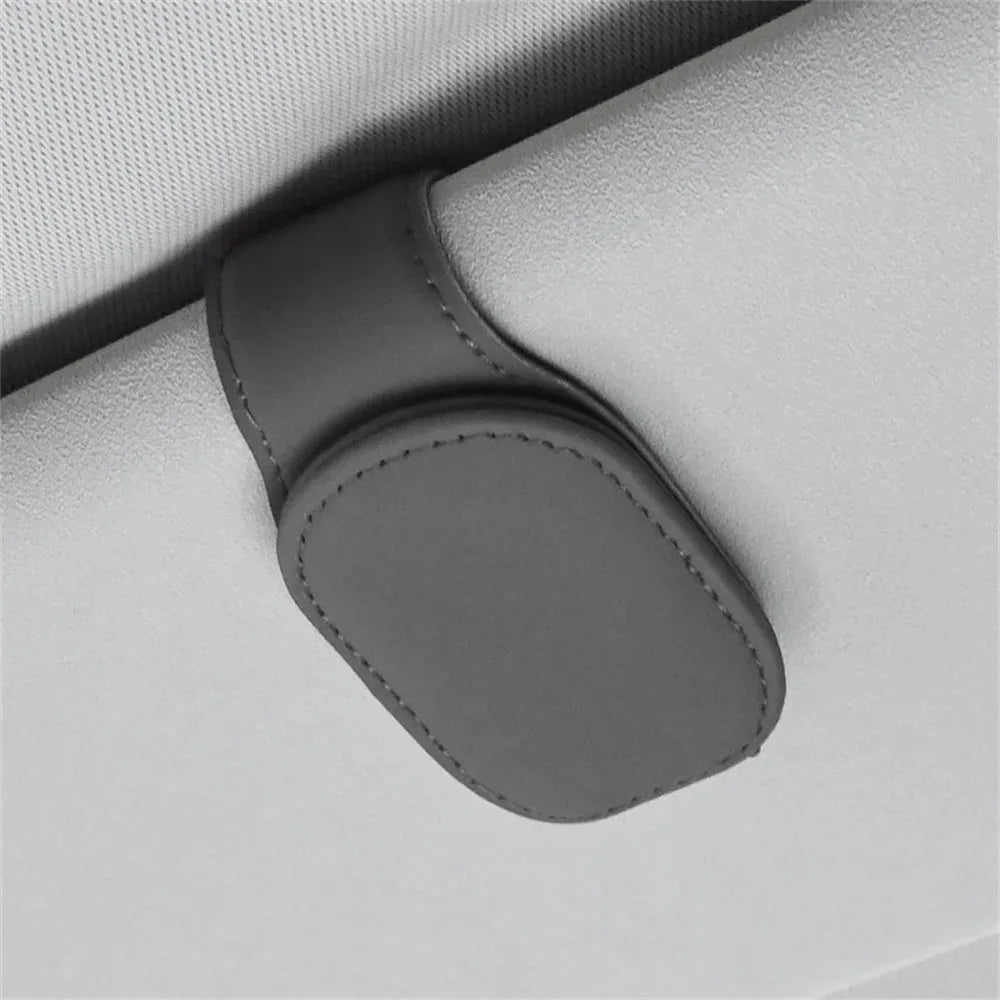 Magnetic Leather Car Visor Sunglasses Holder