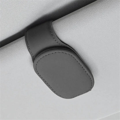 Magnetic Leather Car Visor Sunglasses Holder