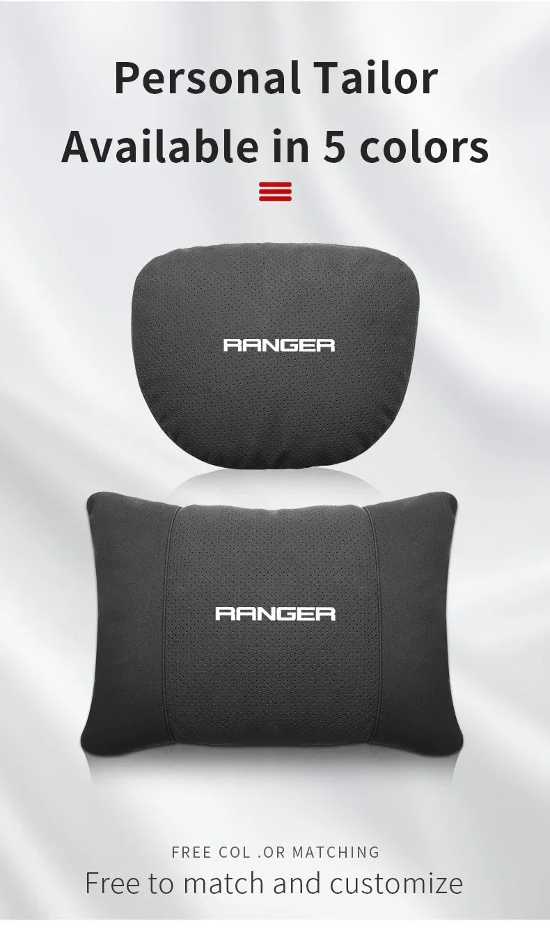 Ford Ranger Soft Neck Headrest & Lumbar Support Cushion Pillow - Headrest Red