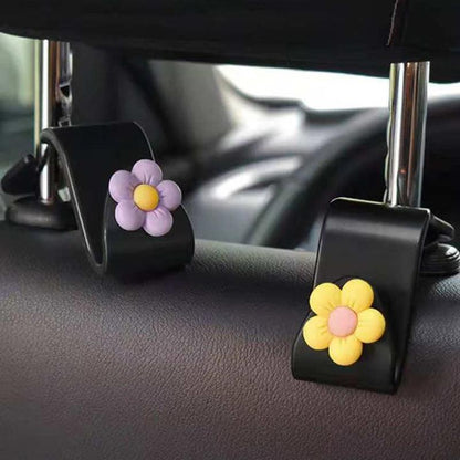 4pcs Flower Car Headrest Hooks Organizer Storage Rack Handbag Holder