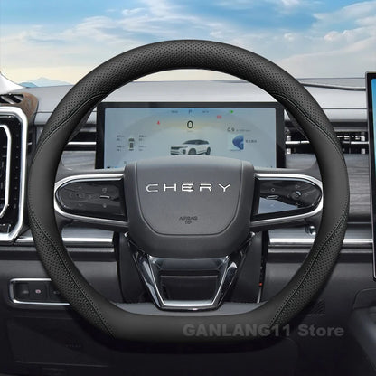 Chery Jaecoo Leather Steering Wheel Cover - Round Shape / Black