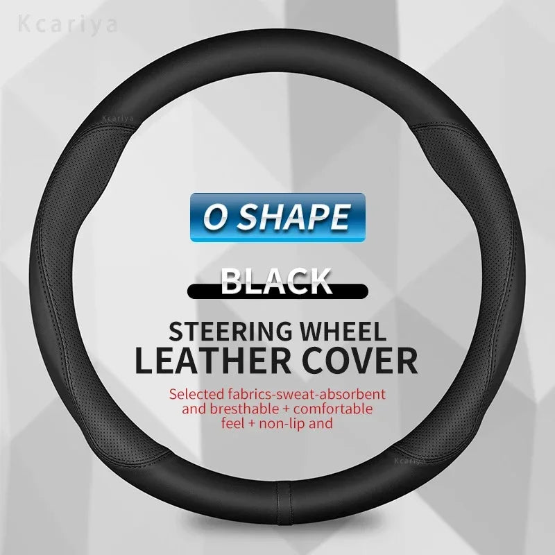 Genesis Round Leather Steering Wheel Cover - Round Shape / Black