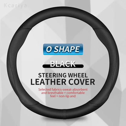 Genesis Round Leather Steering Wheel Cover - Round Shape / Black