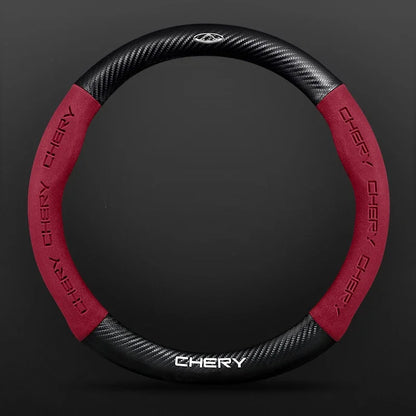 Buckskin Carbon Fiber Steering Wheel Cover for Chery Tiggo 7 8 Pro
