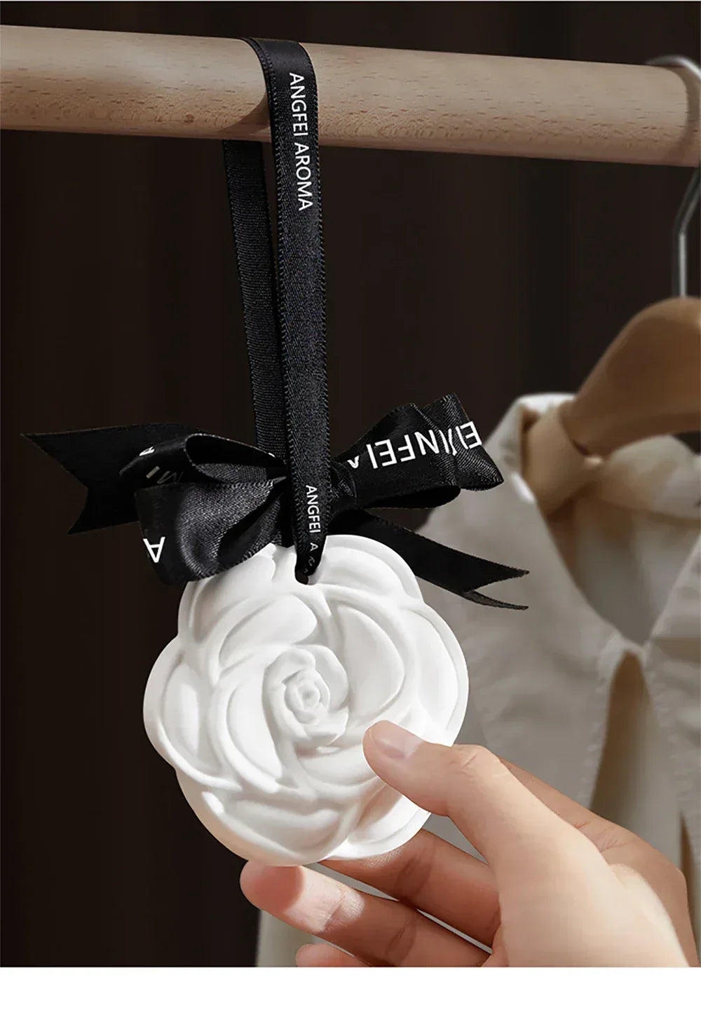 White Flower Hanging Car Air Freshener Perfume - A