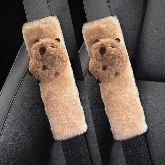Capybara Plush Car Seat Belt Cover Universal Auto Safety Shoulder Pad