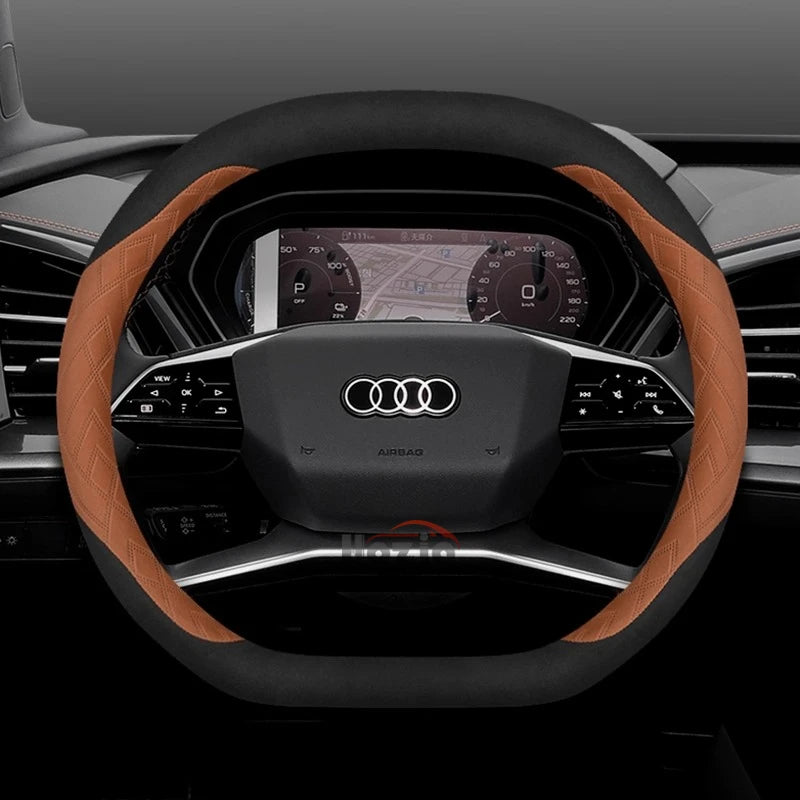 Leather Car Steering Wheel Cover for New Audi A3 8y Q7 q5 A5 B10 A1 rs3 s3 Sq5 Q8 Q4 Q3 A6 Etron 2025 Interior Accessories