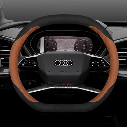 Leather Car Steering Wheel Cover for New Audi A3 8y Q7 q5 A5 B10 A1 rs3 s3 Sq5 Q8 Q4 Q3 A6 Etron 2025 Interior Accessories
