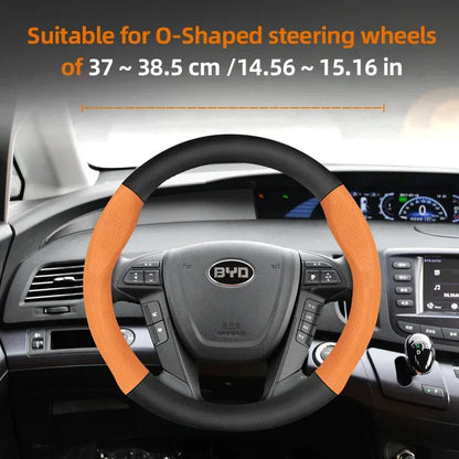 BYD Breathable Leather Carbon Fiber Steering Wheel Cover - Universal