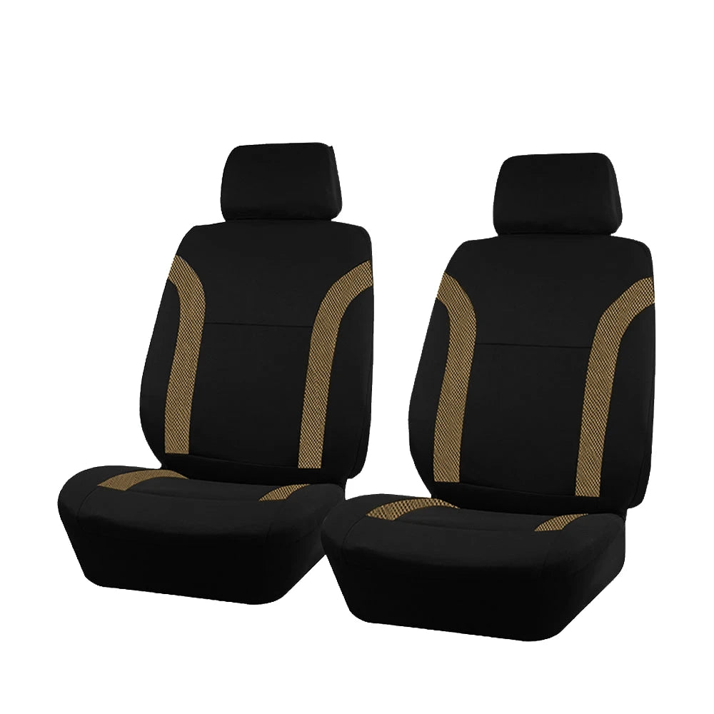 Car Seat Covers – Universal Breathable Air Mesh & Polyester Fabric - Black 2 front seat