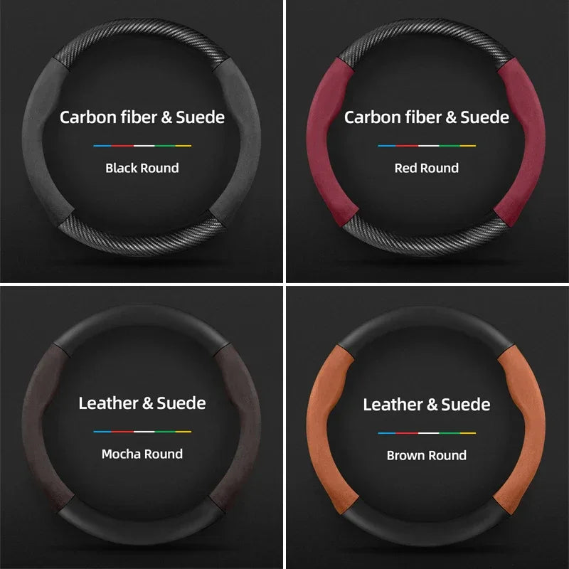 Maserati Suede Carbon Fiber Leather Steering Wheel Cover