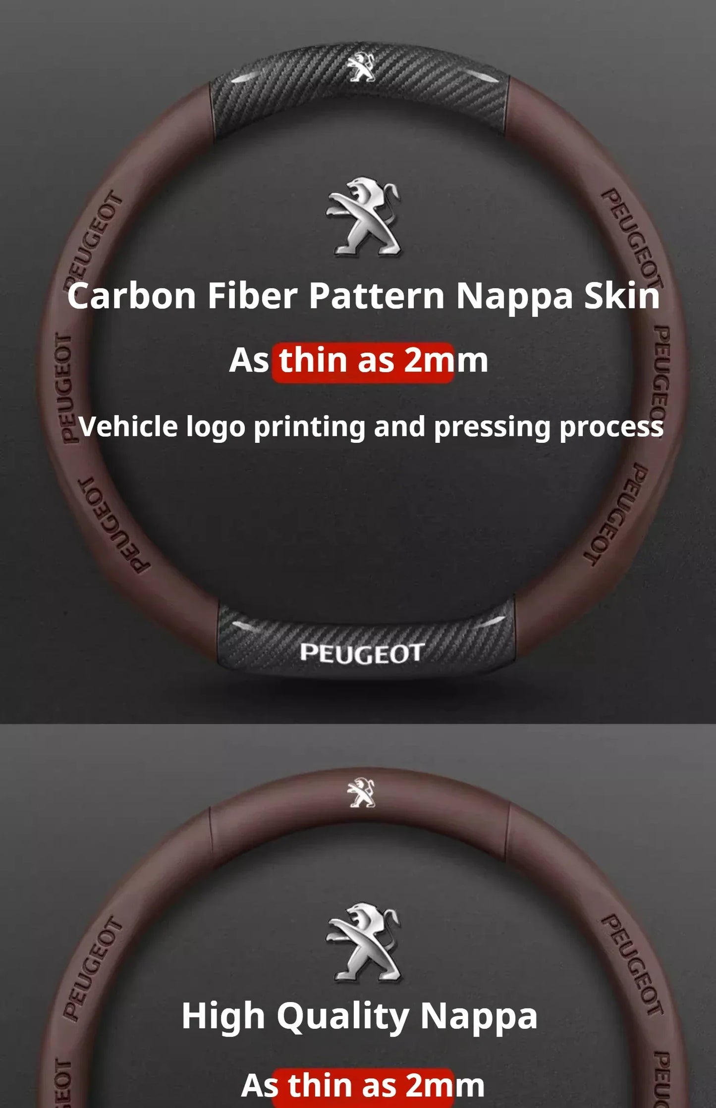 Peugeot Leather Steering Wheel Cover - D Type Black A
