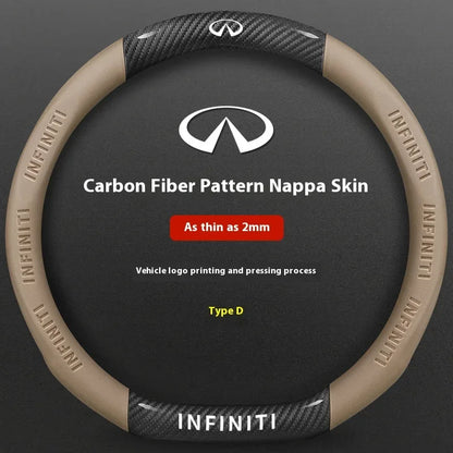 Infiniti Carbon Fiber Leather Steering Wheel Cover - D Carbon Fiber Beige