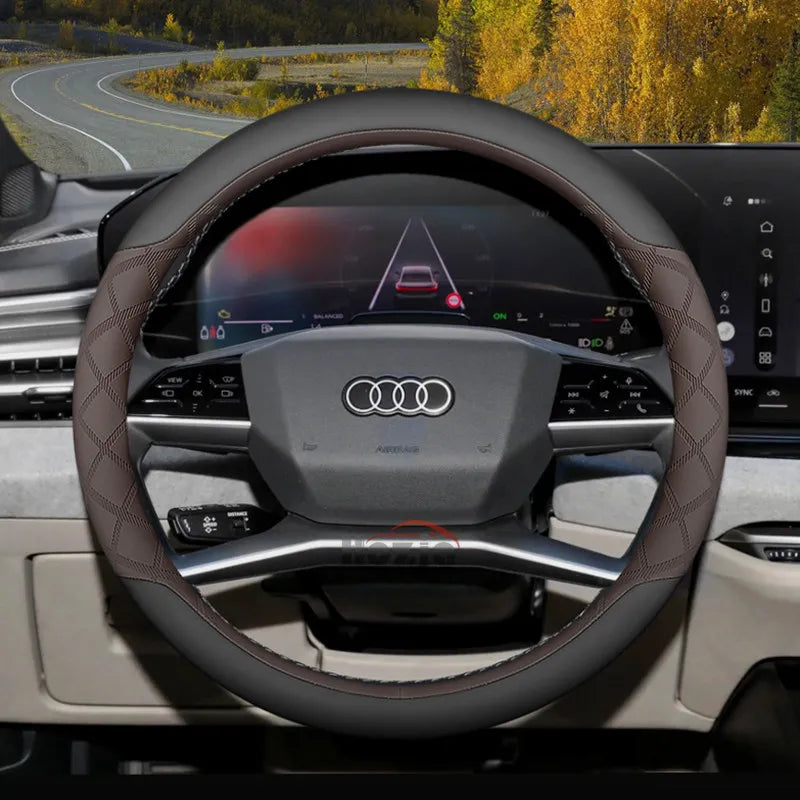 Leather Car Steering Wheel Cover for Audi Q3 Q5 A3 A5 RS3 Q7 A6 SQ5 S3 A5L 2025 2026 Accessories