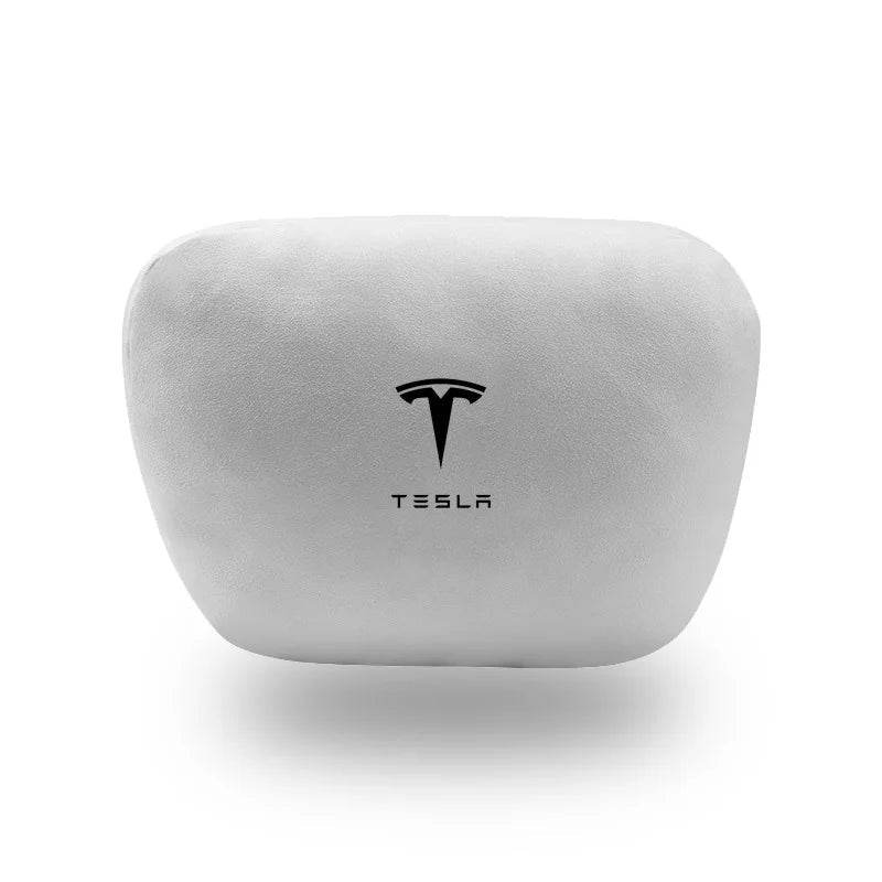 Tesla Car Headrest & Waist Pillow Set - Headrest White