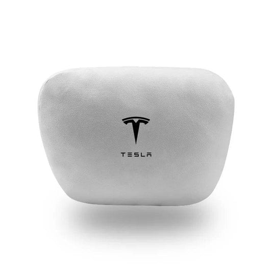 Tesla Car Headrest & Waist Pillow Set - Headrest White