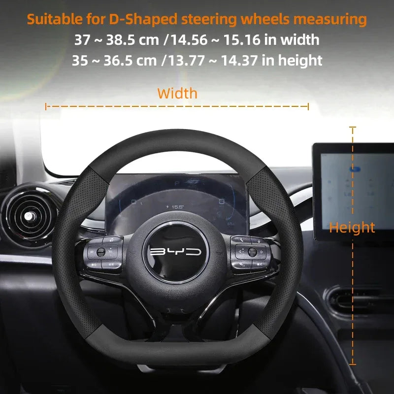 BYD Breathable Leather Carbon Fiber Steering Wheel Cover - Universal