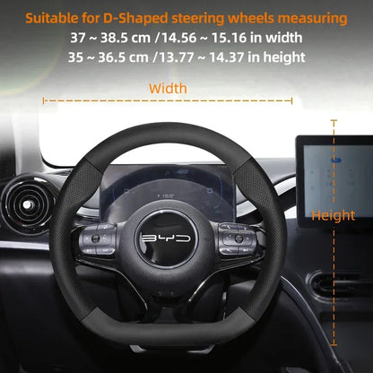 BYD Breathable Leather Carbon Fiber Steering Wheel Cover - Universal