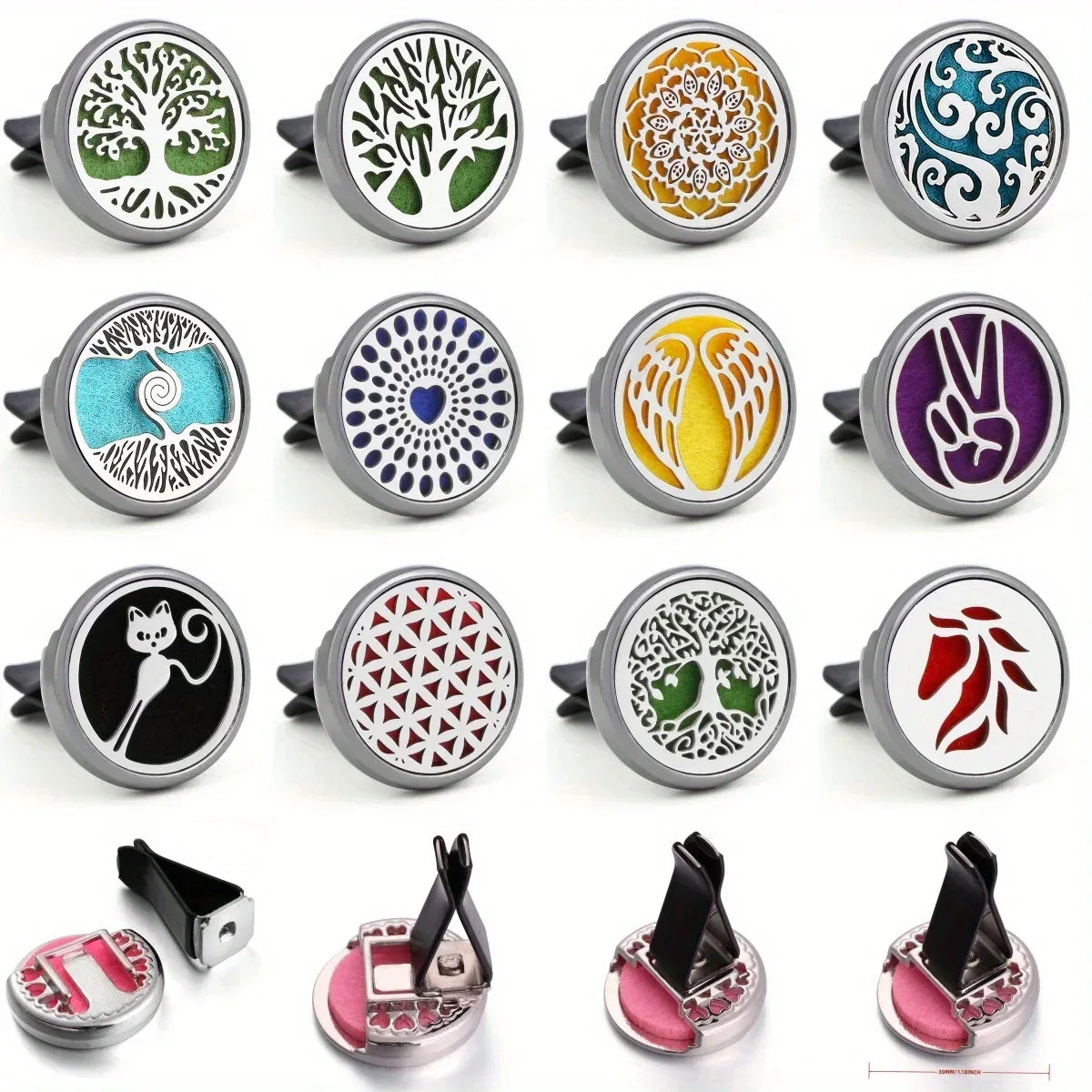 Refillable Car Air Freshener Vent Clip with 10 Pads - A