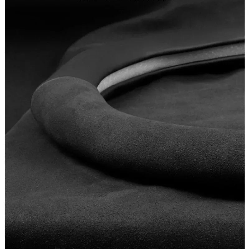 FAW Besturn Carbon Fiber Suede Steering Wheel Cover - D Black-Carbon+Suede