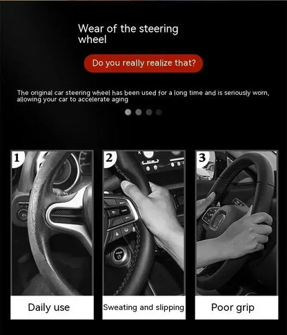 Isuzu Suede Carbon Fiber Steering Wheel Cover - Black