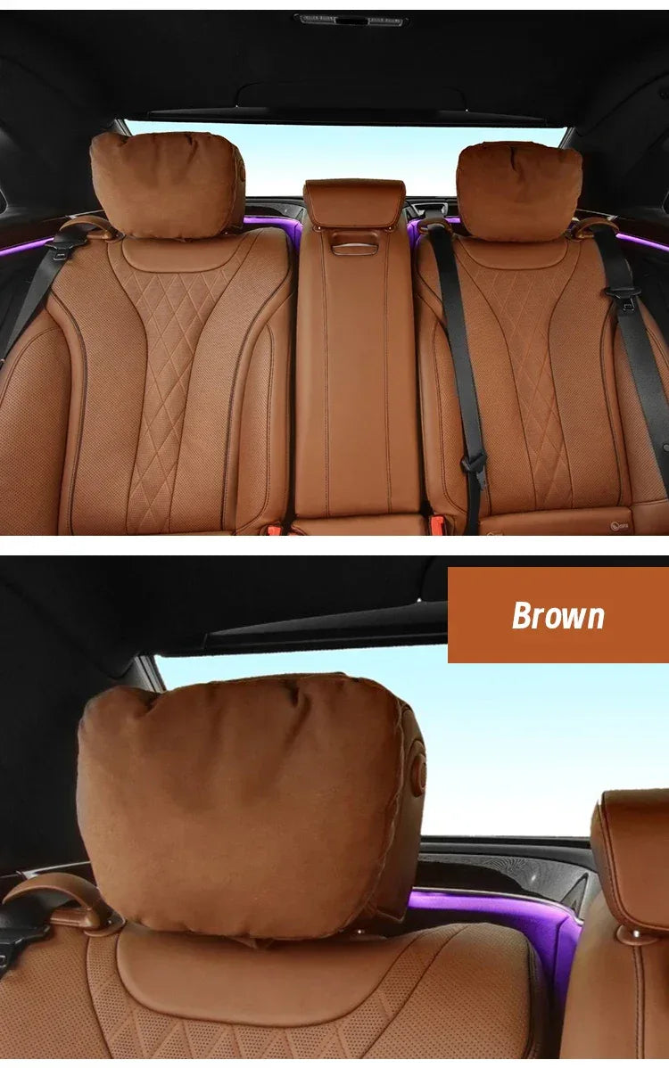 Maybach S-Class Breathable Soft Neck Headrest & Lumbar Support Pillow - Headrest Black