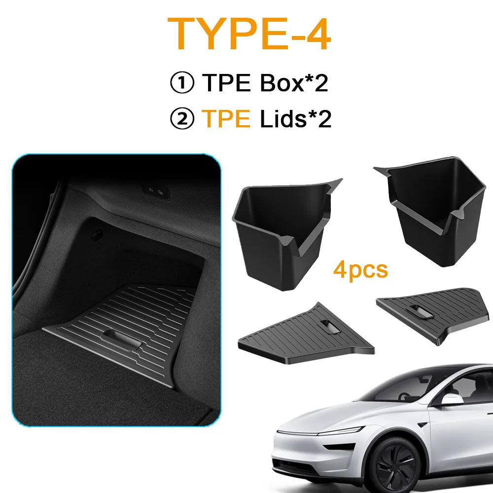 Tesla Model Y Juniper Trunk Organizer with Flocked TPE Side Storage Boxes