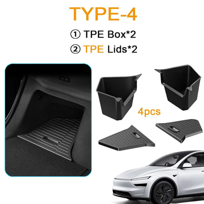 Tesla Model Y Juniper Trunk Organizer with Flocked TPE Side Storage Boxes