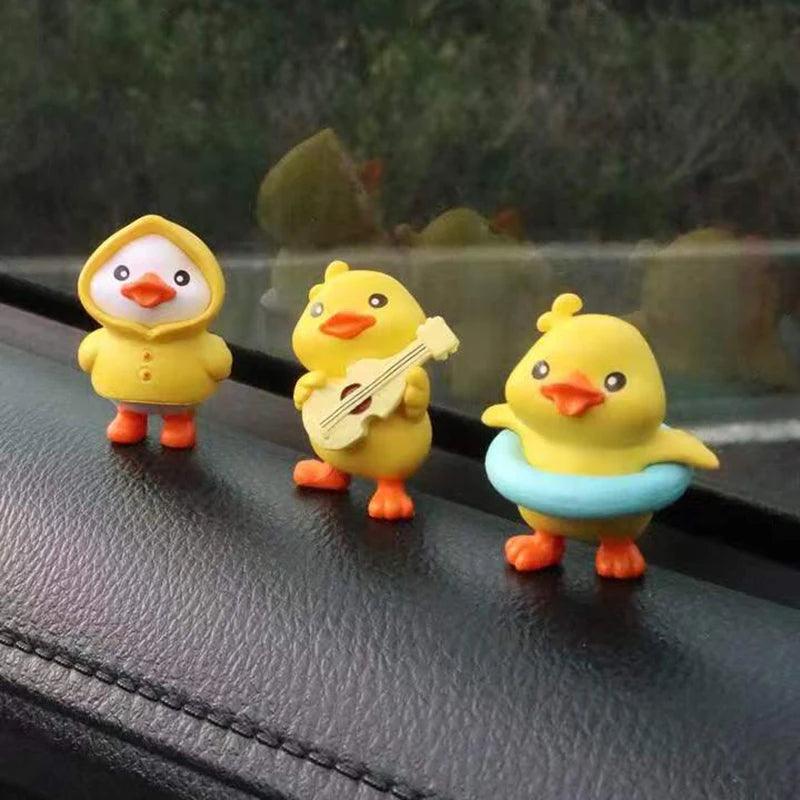 3/6pcs Yellow Duck Resin Car Dashboard Ornaments Interior Decor