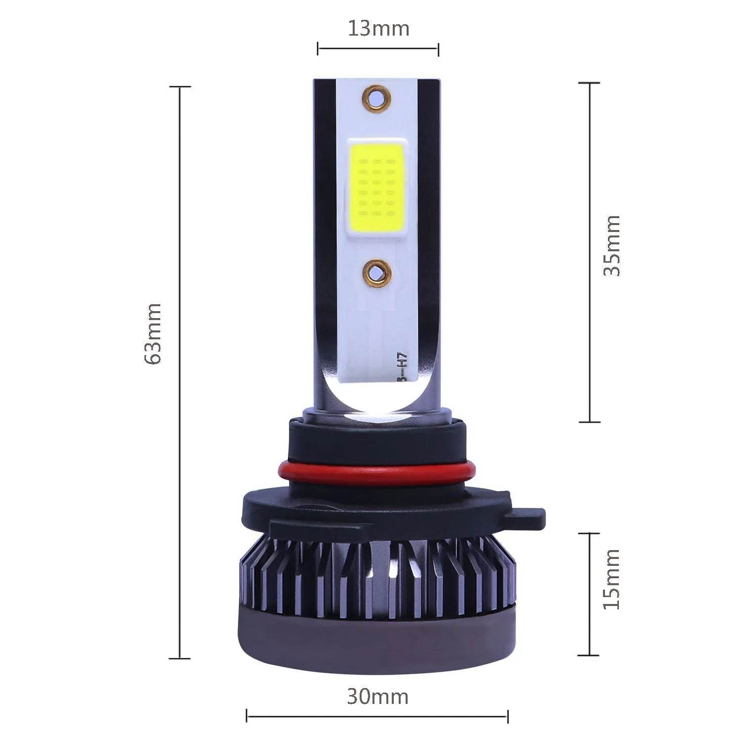 2Pcs LED Car Headlight Bulbs – 20000LM Turbo 12V Lamp for H1, H3, H4, H7, H8, H11, 9005, 9006, HB3, HB4, H13, HB5, HB1 - 6000K White Color / H7
