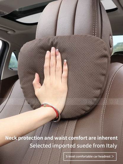 Maybach Suede Car Headrest Pillow & Lumbar Support