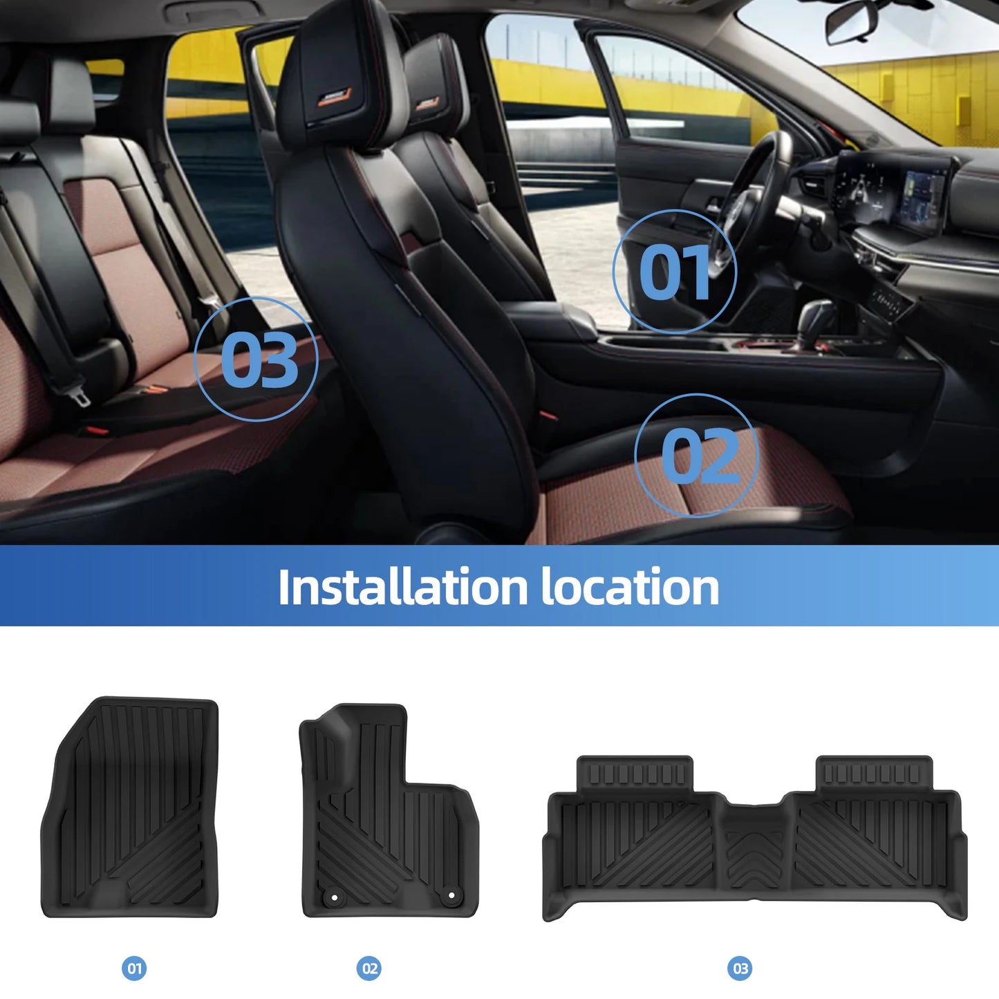 TPE 3D Floor Mats for Chery Jaecoo 5 EV RHD 2025-2026 Black Set