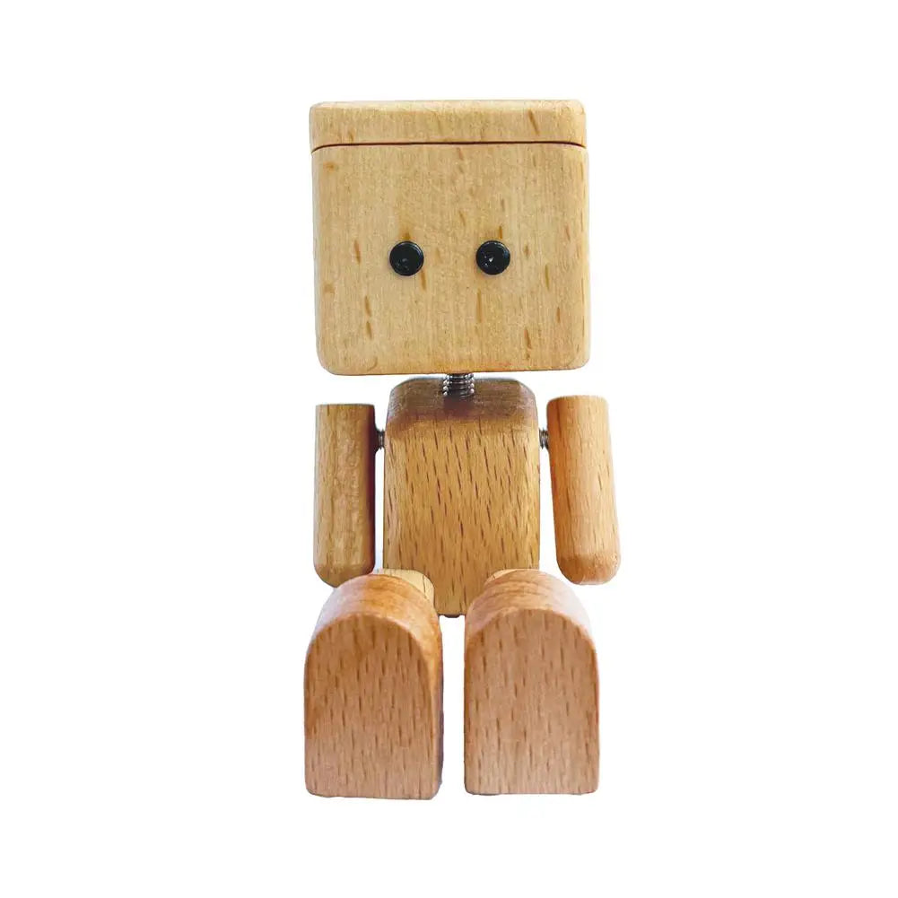 Wooden Leg-Shaking Car Ornament – Cute Robot Fragrance Doll