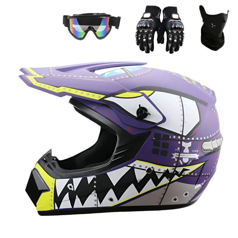 Full Face Off-Road Motorcycle Helmet + Goggles, Gloves & Face Mask - BAIZHUA / S