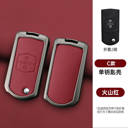 Genuine Leather Flip Key Case Cover for Mazda 2 3 5 6 8 CX5 CX7 CX9
