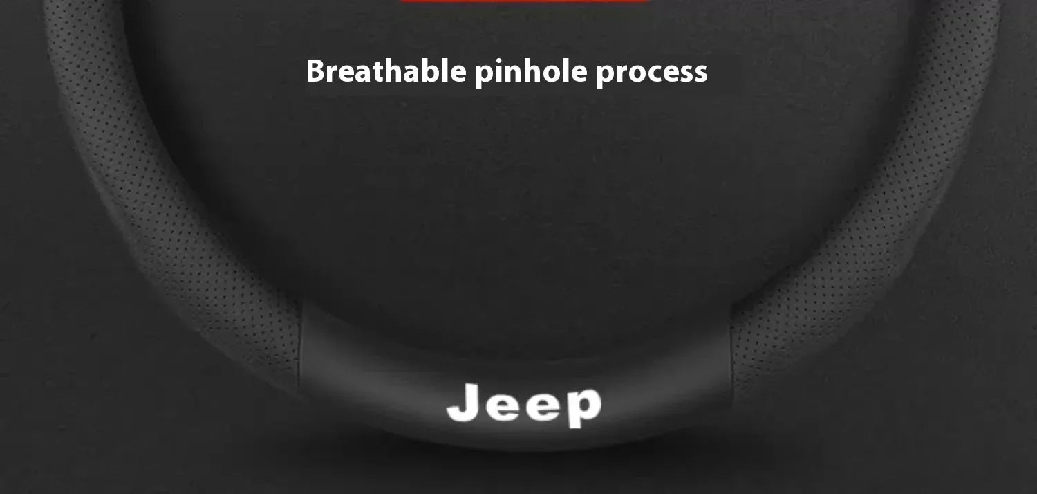Jeep Wrangler Car Steering Wheel Cover - Leather Wine Red