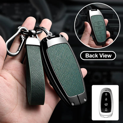 Zinc Alloy Leather Key Cover for Hyundai Santa Fe Tucson Solaris