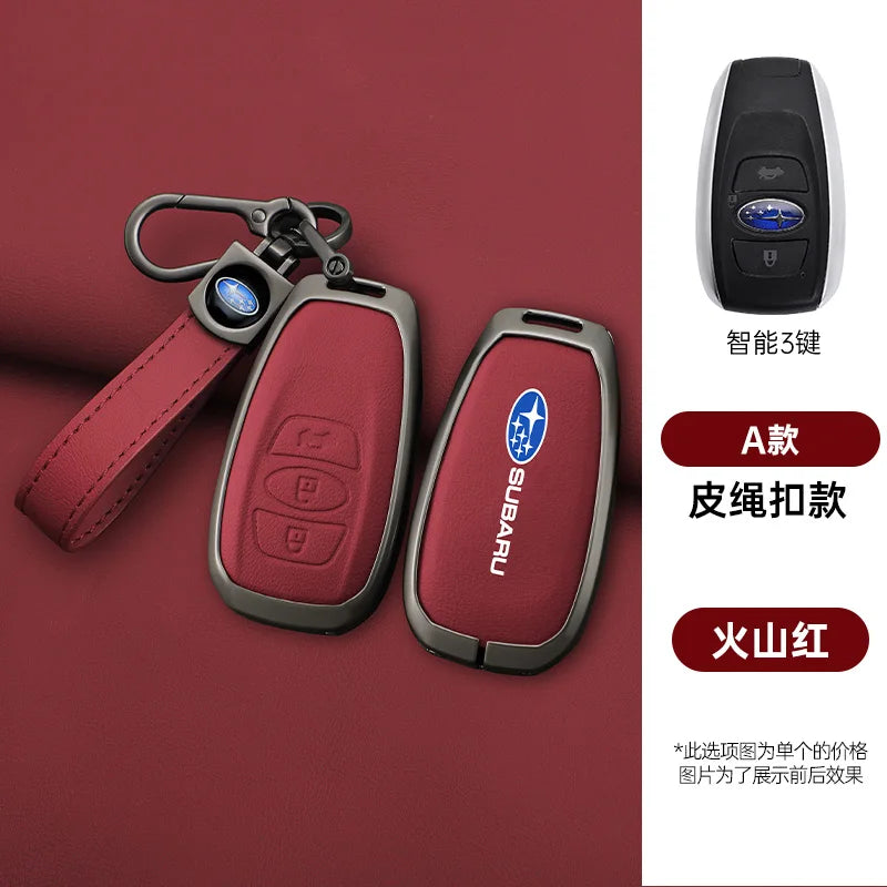 Zinc Alloy Leather Car Key Case Cover Subaru BRZ STI XV Forester