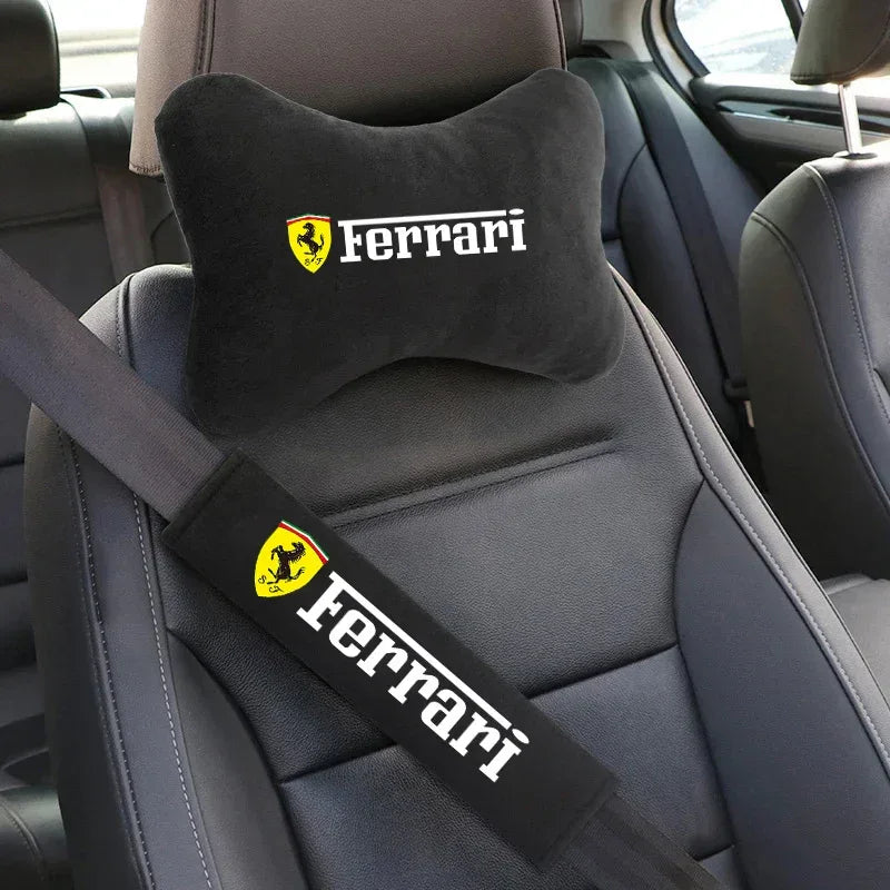 Ferrari Neck Pillow & Seat Belt Shoulder Pad - Seat Belt Cover-2pc