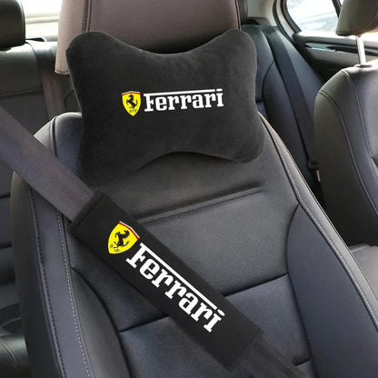 Ferrari Neck Pillow & Seat Belt Shoulder Pad - Seat Belt Cover-2pc